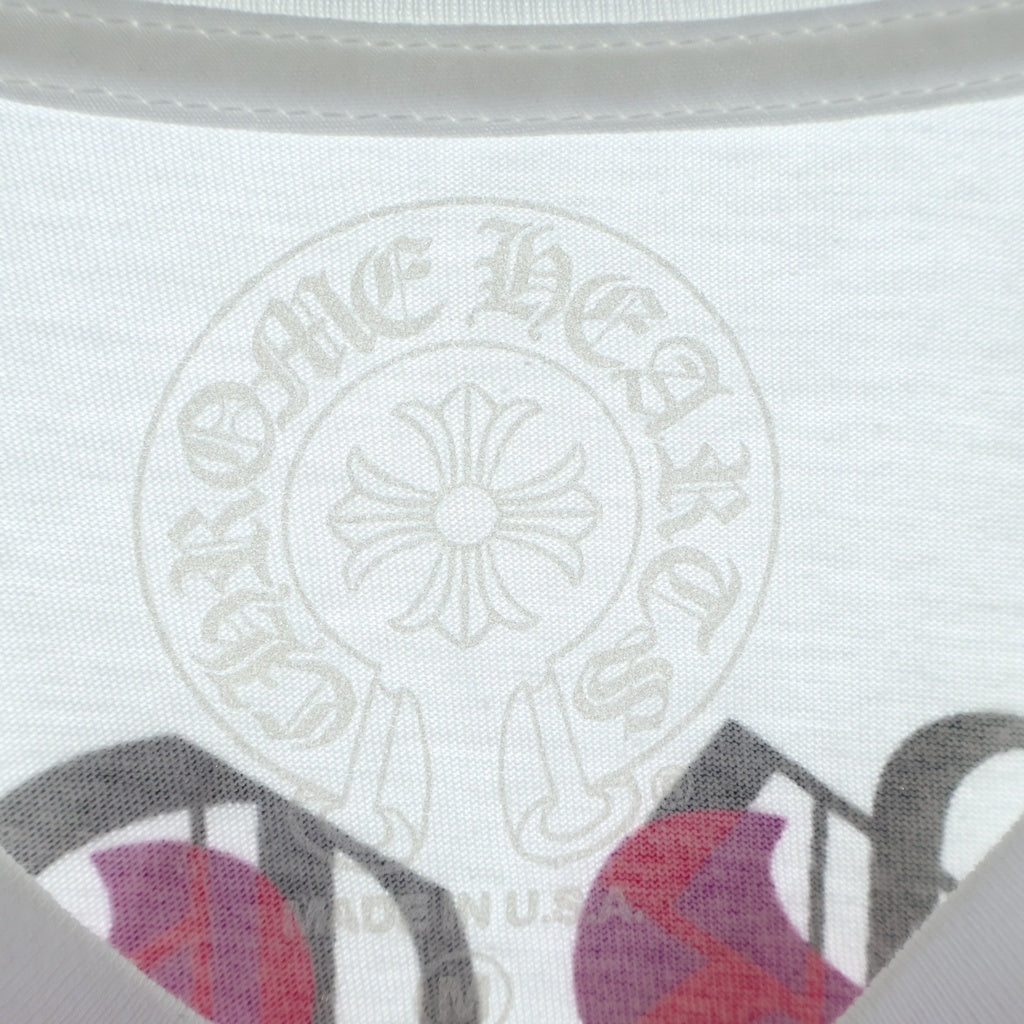 CHROME HEARTS(クロムハーツ) DAGGER EYE CHART L/S TEE ダガー アイチャート ロングスリーブTシャツ アームフローラルプリント クルーネック長袖カットソー ホワイト