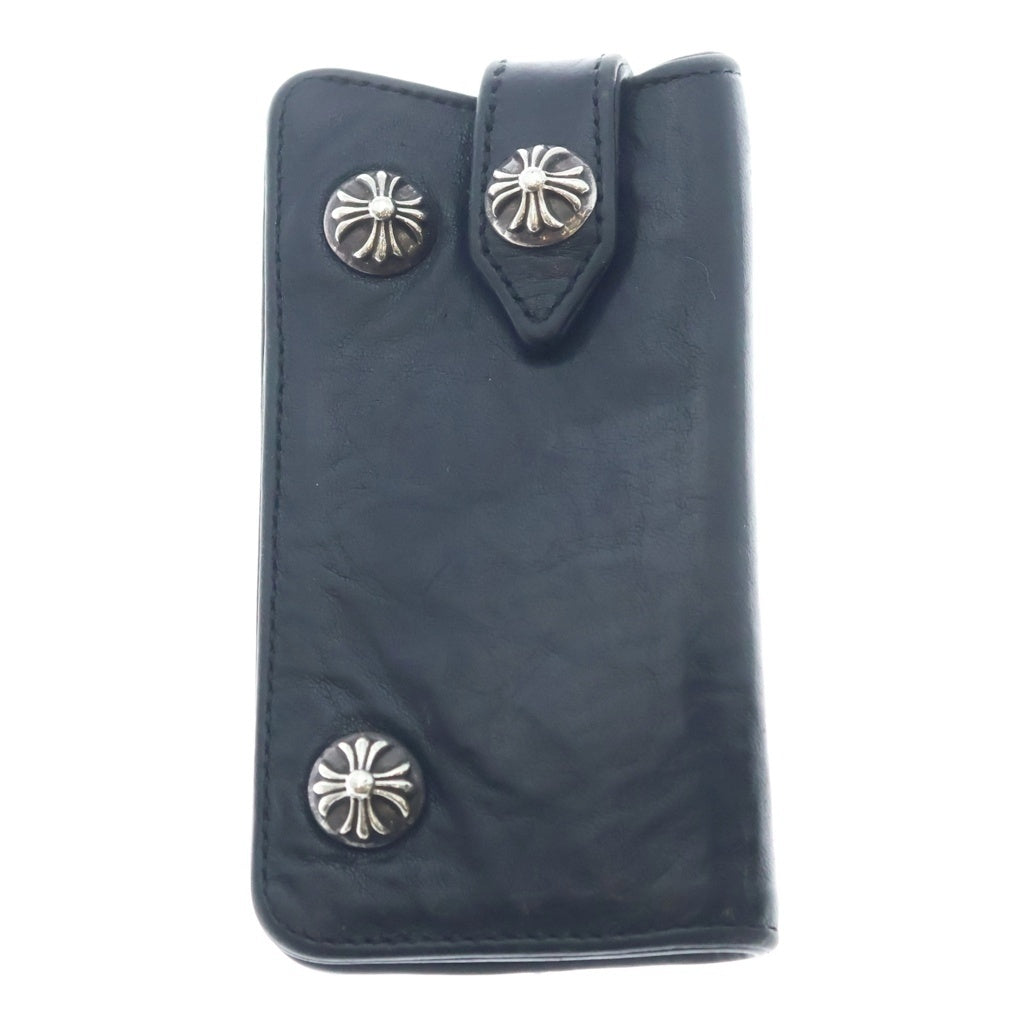 CHROME HEARTS(クロムハーツ) KEY CASE キーケース クロスボールボタン ソフトレザーキーケース ブラック