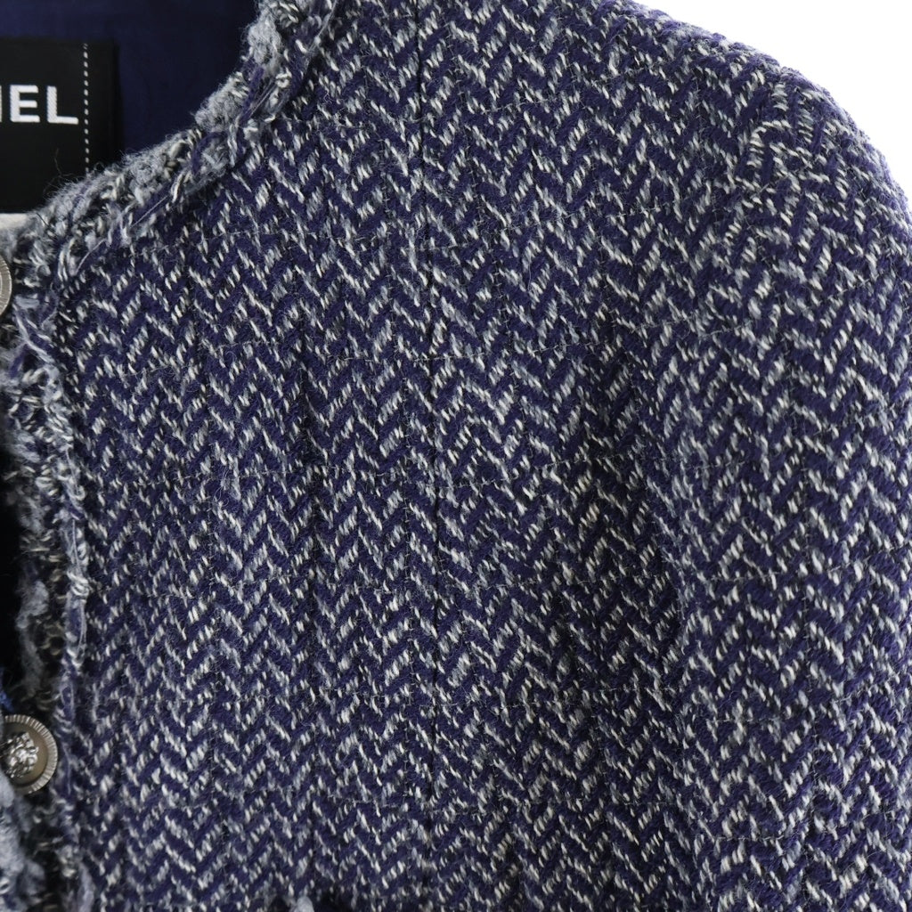 CHANEL(シャネル) ヘリンボーン ライオンボタン ウールジャケット ネイビー P33858V24330 レディース