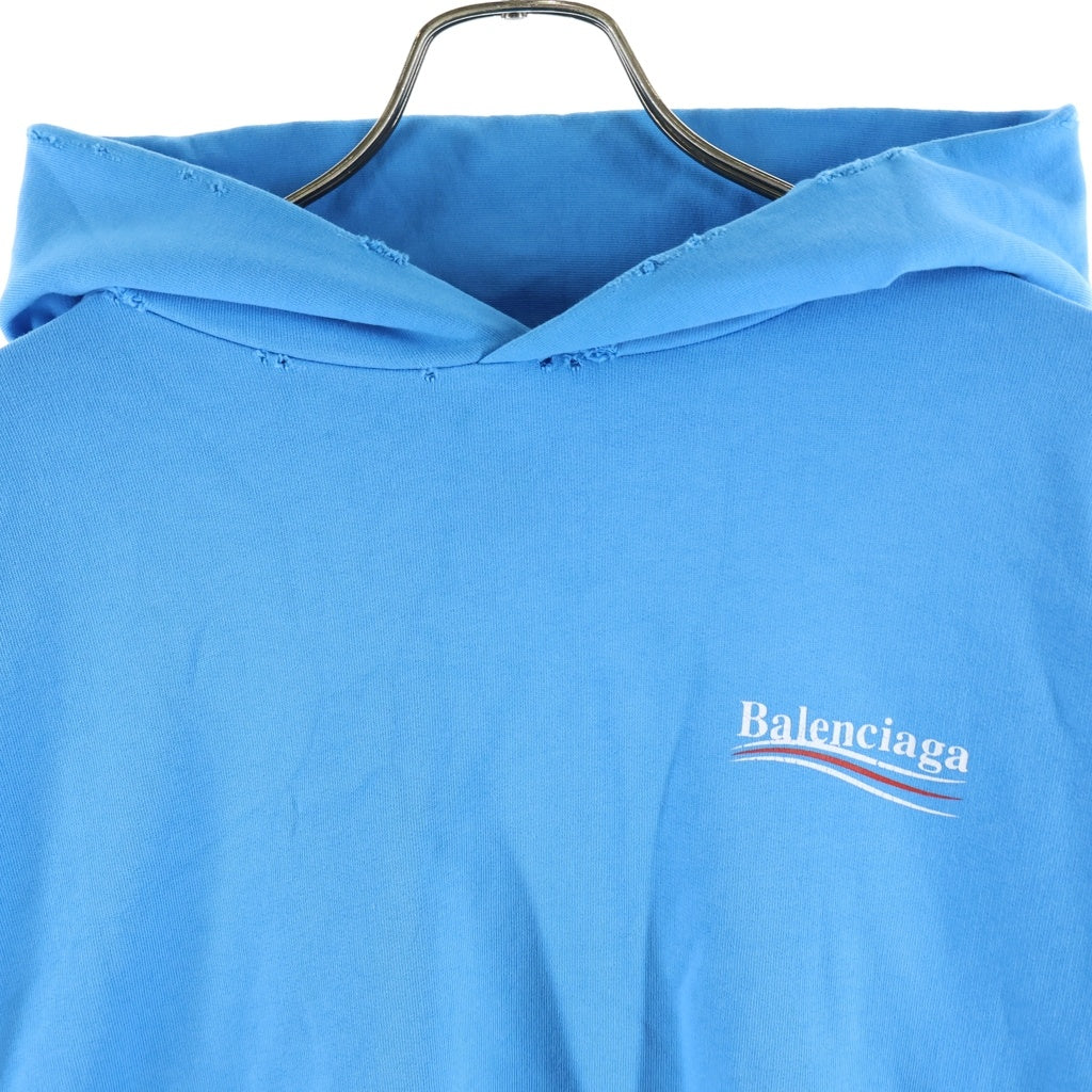 BALENCIAGA(バレンシアガ) Political Campaign Large Fit Hoodie キャンペーンロゴ オーバーサイズ プルオーバーパーカー フーディー ブルー 620973 TNVG6