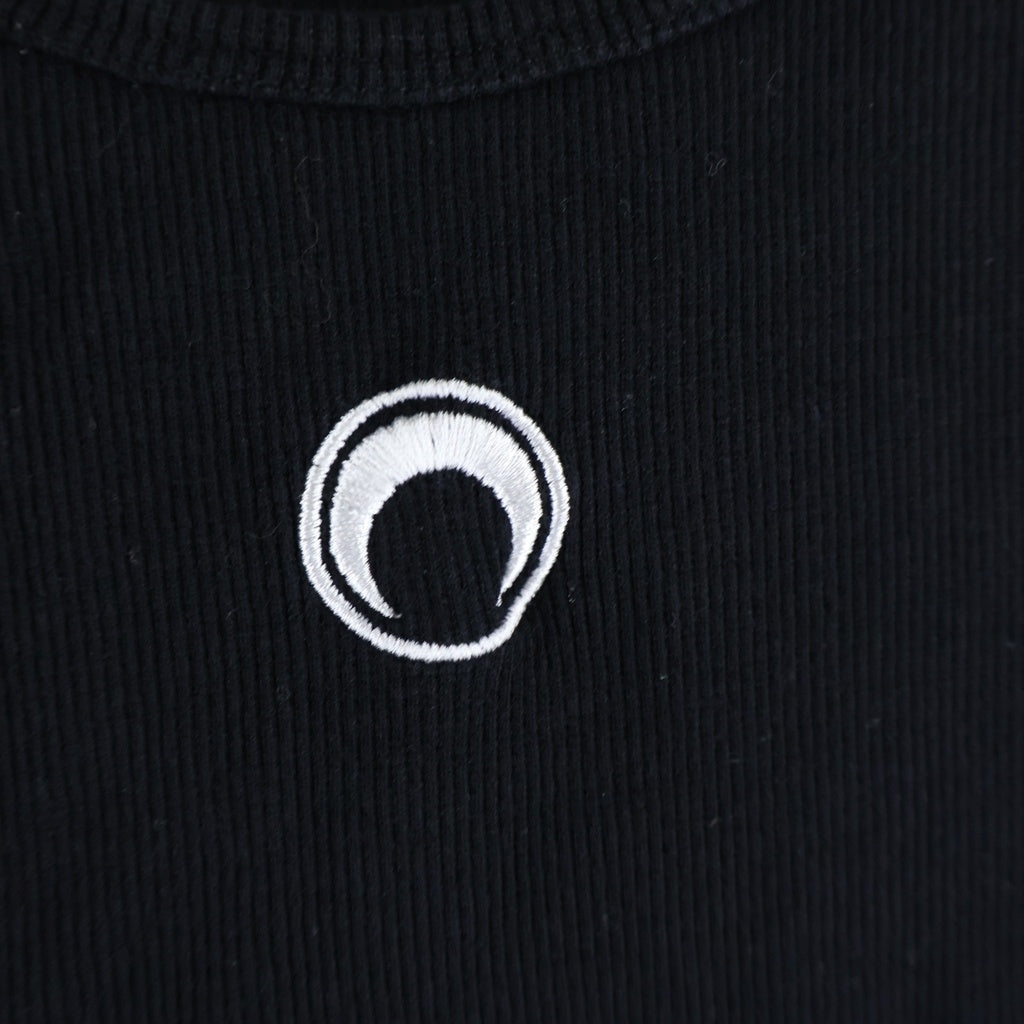 MARINE SERRE(マリーン セル) 胸ロゴ刺繍 ノースリーブカットソー タンクトップ ブラック