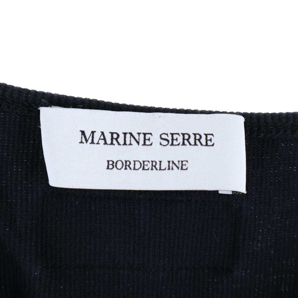 MARINE SERRE(マリーン セル) 胸ロゴ刺繍 ノースリーブカットソー タンクトップ ブラック