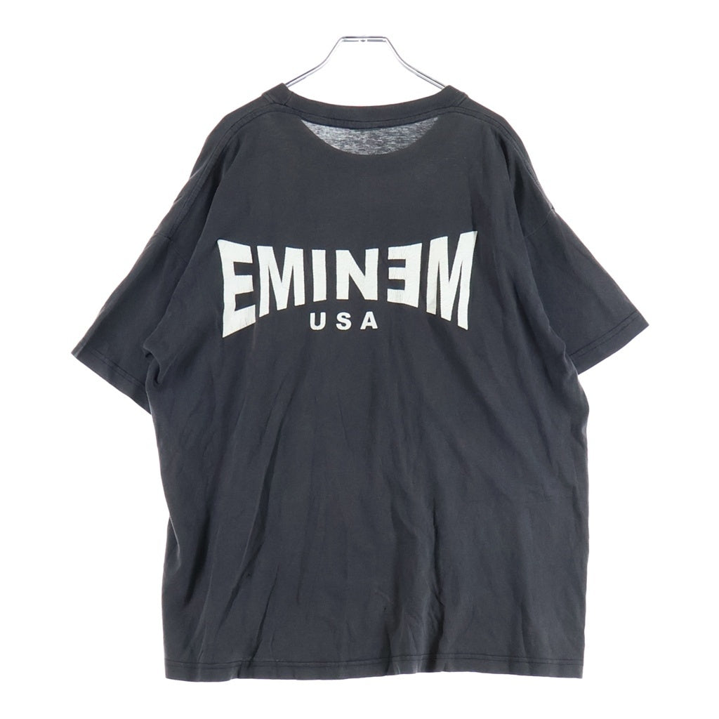 VINTAGE(ヴィンテージ) EMINEM THUNDER BACK TEXT BOOTLEG エミネム 両面プリント クルーネック半袖Tシャツ ショートスリーブカットソー ブラック