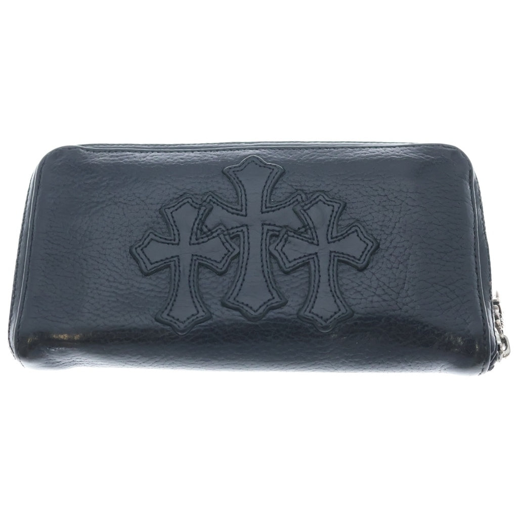CHROME HEARTS(クロムハーツ) REC F ZIP 3セメタリー クロスパッチ ラウンドファスナーウォレット 長財布 ブラック