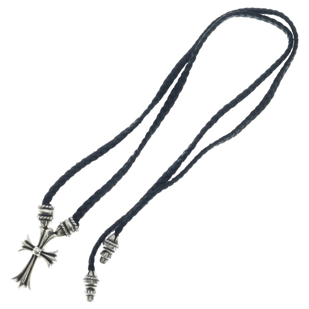 CHROME HEARTS(クロムハーツ) CH CRS SML CL スモールCHクロス クリンプト レザーブレイド ネックレス シルバー/ブラック BCA217 ‐