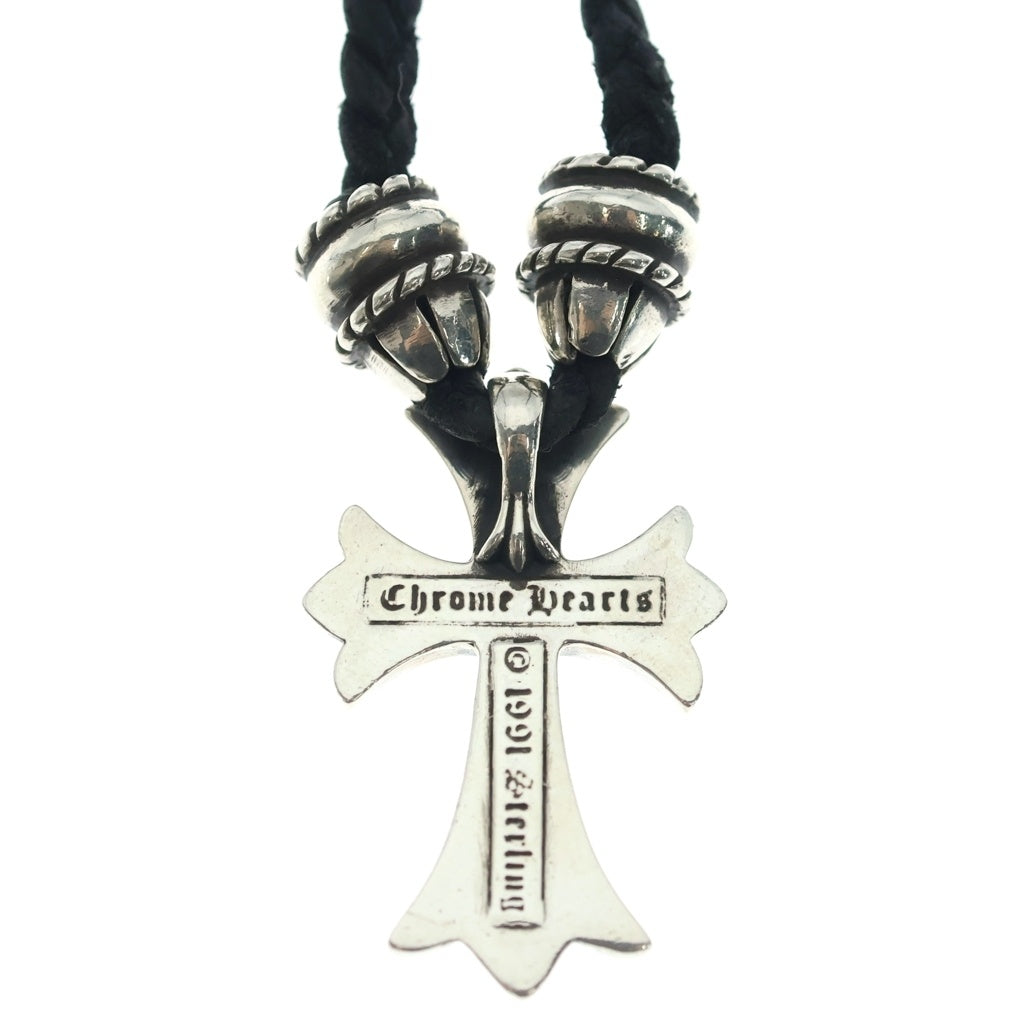CHROME HEARTS(クロムハーツ) CH CRS SML CL スモールCHクロス クリンプト レザーブレイド ネックレス シルバー/ブラック BCA217 ‐
