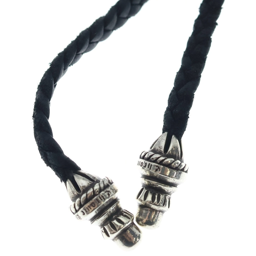 CHROME HEARTS(クロムハーツ) CH CRS SML CL スモールCHクロス クリンプト レザーブレイド ネックレス シルバー/ブラック BCA217 ‐