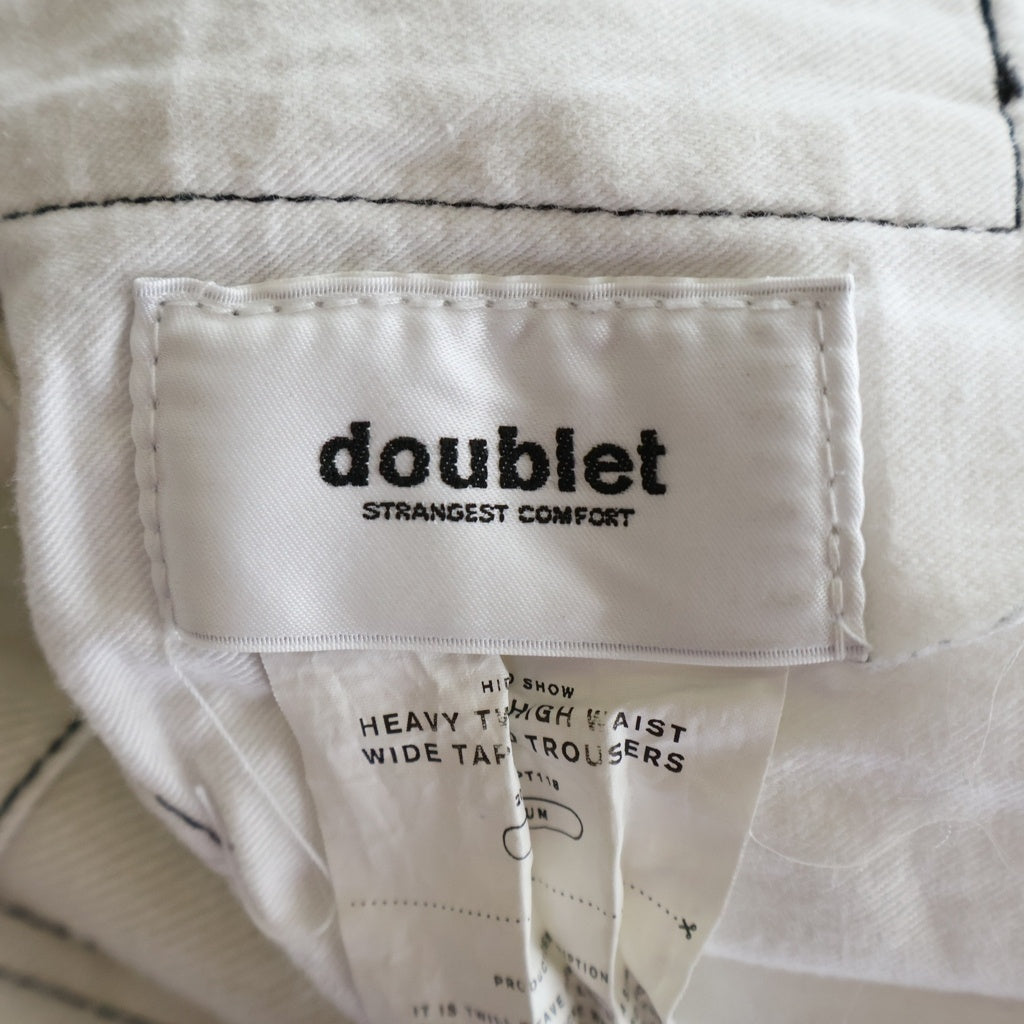 doublet(ダブレット) 20SS Heavy Twill High Waist WideTapered Trouders ヘビーツイル ハイウエスト ワイドテーパード トラウザーズ パンツ ウール アイボリー 20SS08PT118
