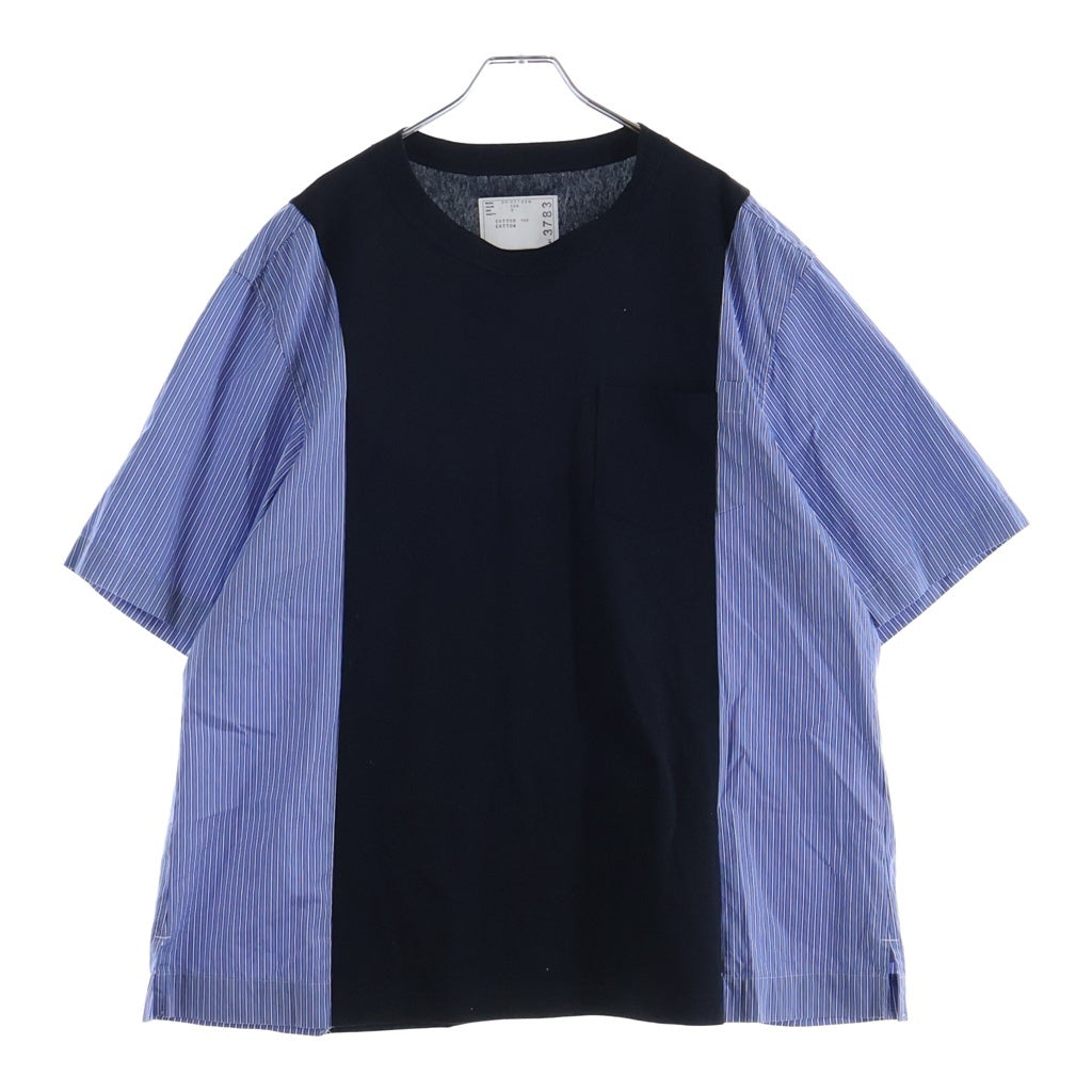 Sacai(サカイ) Poplin x Cotton Jersey T-Shirt ポプリン × コットンジャージー 半袖 クルーネック Tシャツ ブラック 25-03783M