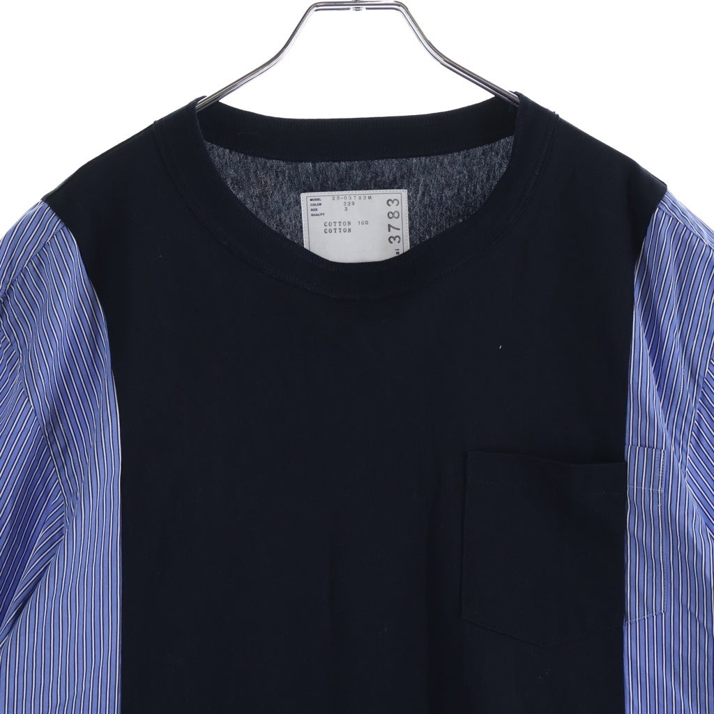 Sacai(サカイ) Poplin x Cotton Jersey T-Shirt ポプリン × コットンジャージー 半袖 クルーネック Tシャツ ブラック 25-03783M