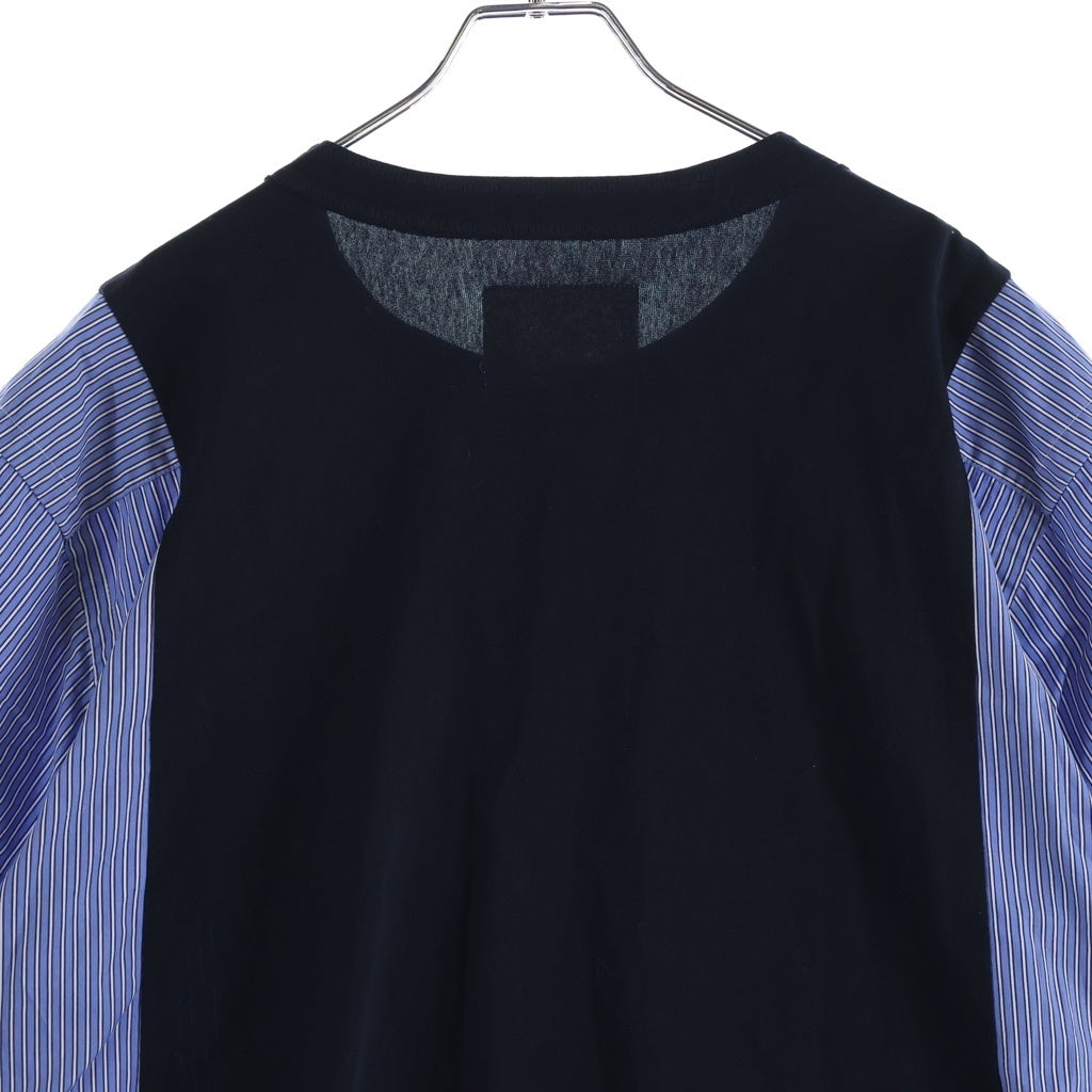 Sacai(サカイ) Poplin x Cotton Jersey T-Shirt ポプリン × コットンジャージー 半袖 クルーネック Tシャツ ブラック 25-03783M