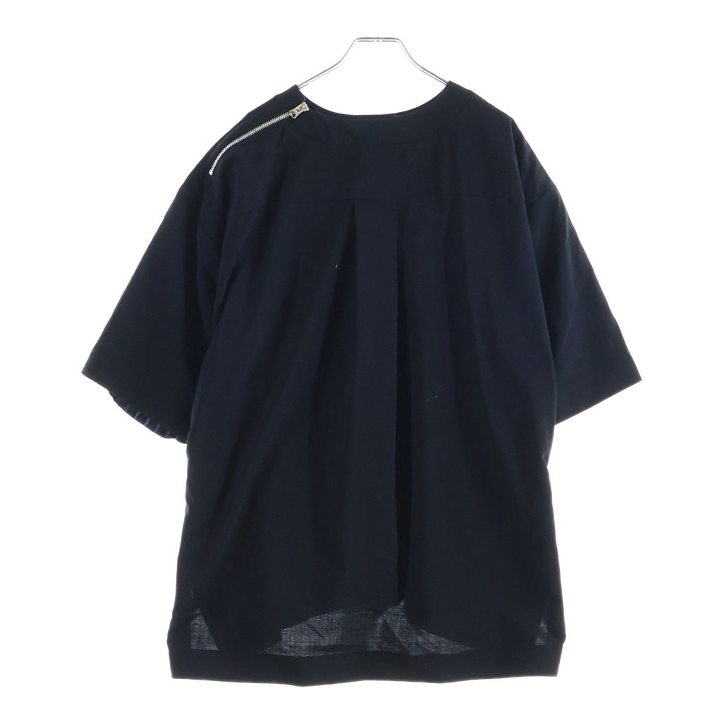 Sacai(サカイ) ショルダージップ ムネポケット オーバーサイズ プルオーバー クルーネックシャツ ブラック 21-02552M
