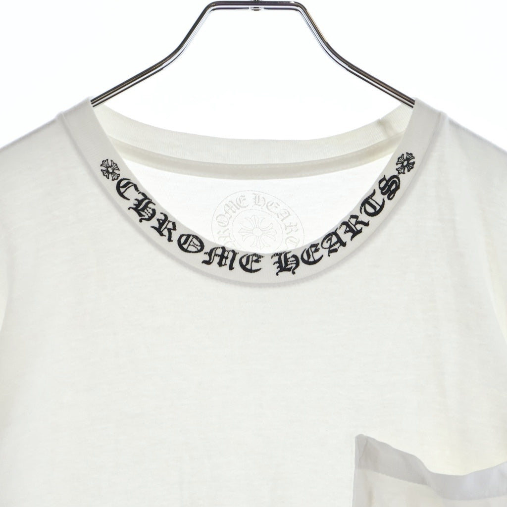 CHROME HEARTS(クロムハーツ) CH S/S NECK LOGO ネックロゴプリント 半袖Tシャツ ホワイト