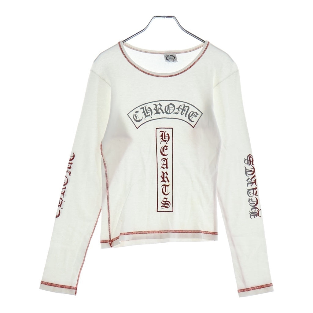CHROME HEARTS(クロムハーツ) OLD T BAR 袖グラデーションロゴ インサイドアウト 長袖 クルーネック カットソー ホワイト レディース