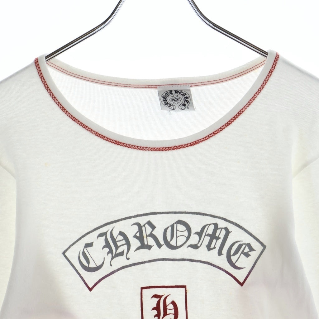 CHROME HEARTS(クロムハーツ) OLD T BAR 袖グラデーションロゴ インサイドアウト 長袖 クルーネック カットソー ホワイト レディース