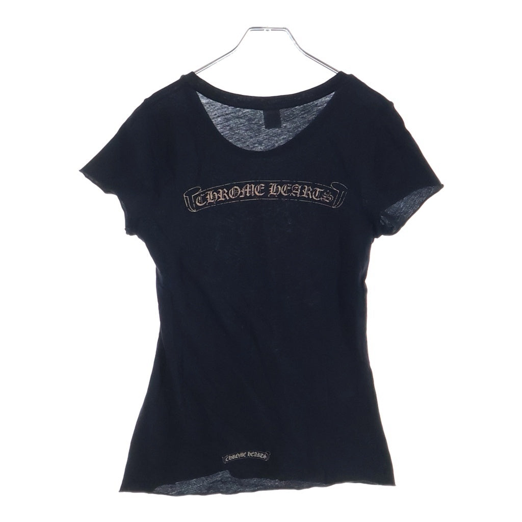 CHROME HEARTS(クロムハーツ) VINE DAGGER ヴァインダガー カットオフ 半袖 クルーネック Tシャツ ブラック レディース