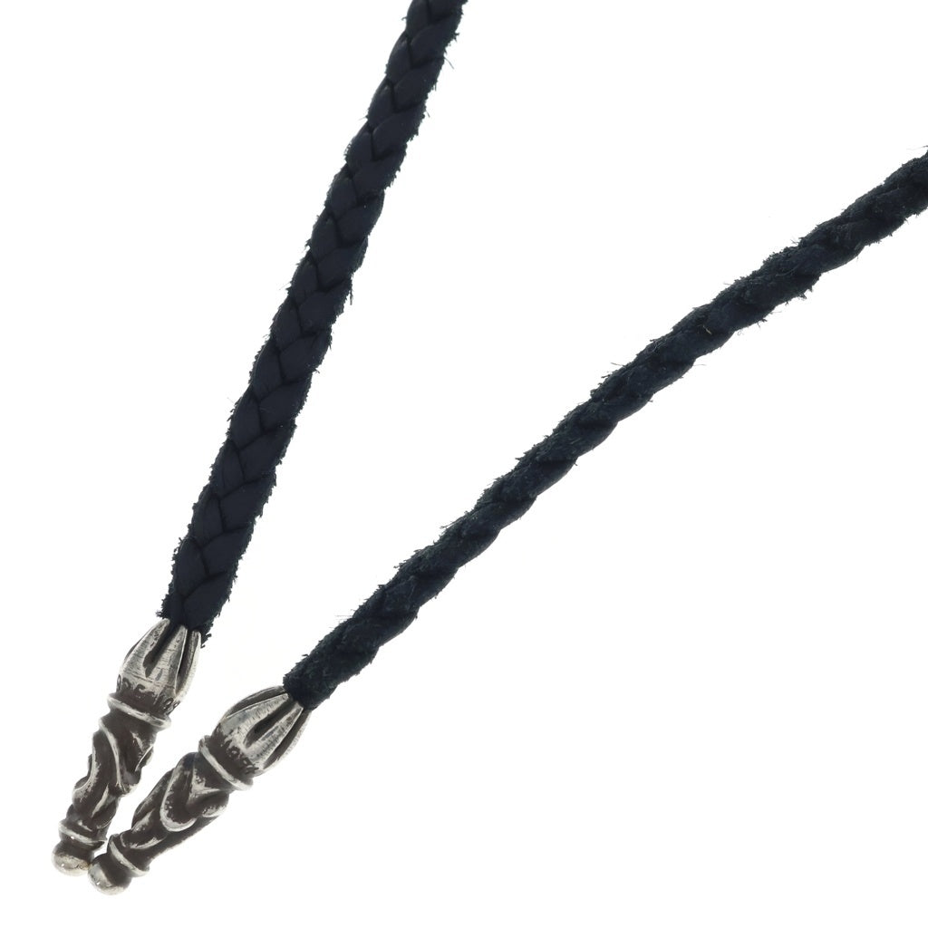 CHROME HEARTS(クロムハーツ) LEATHER BRAID スクロールレザーブレード シルバーネックレス ブラック/シルバー