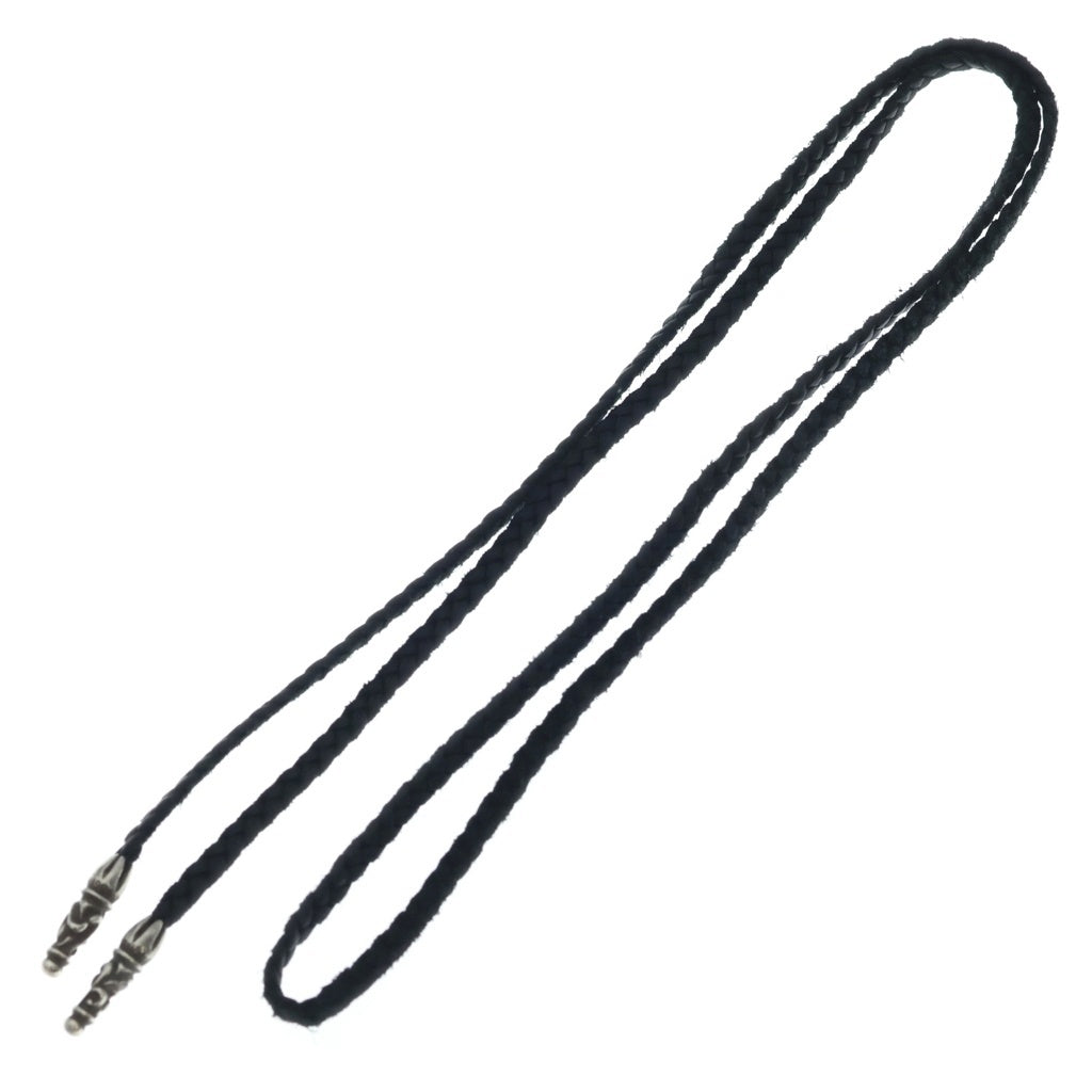 CHROME HEARTS(クロムハーツ) LEATHER BRAID スクロールレザーブレード シルバーネックレス ブラック/シルバー