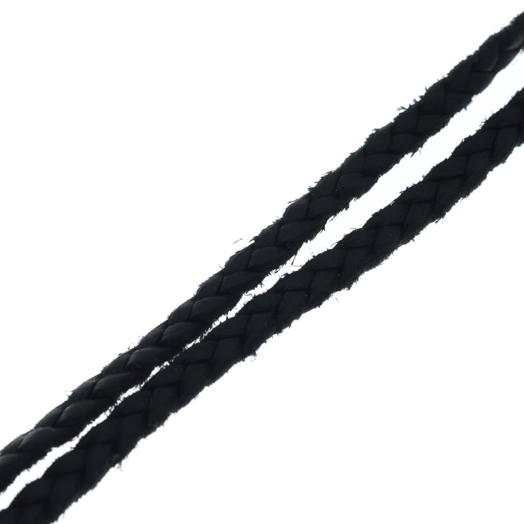 CHROME HEARTS(クロムハーツ) LEATHER BRAID スクロールレザーブレード シルバーネックレス ブラック/シルバー