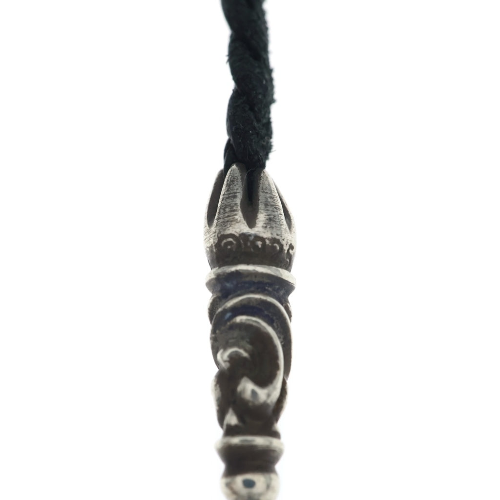 CHROME HEARTS(クロムハーツ) LEATHER BRAID スクロールレザーブレード シルバーネックレス ブラック/シルバー