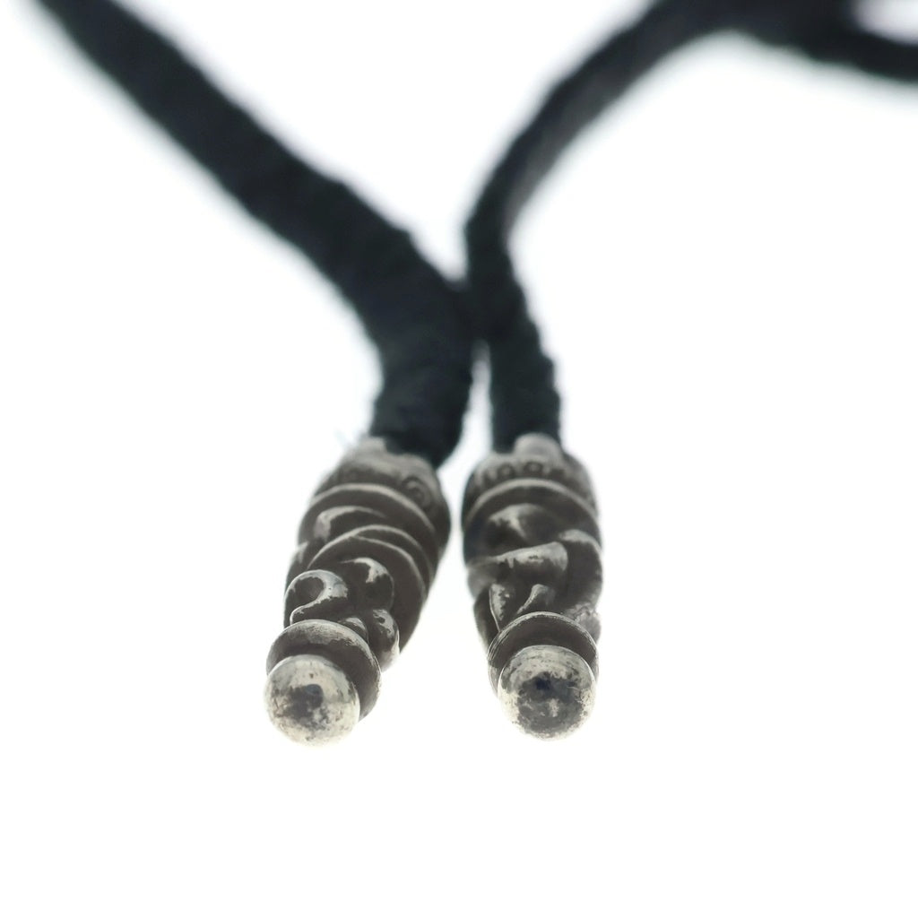 CHROME HEARTS(クロムハーツ) LEATHER BRAID スクロールレザーブレード シルバーネックレス ブラック/シルバー
