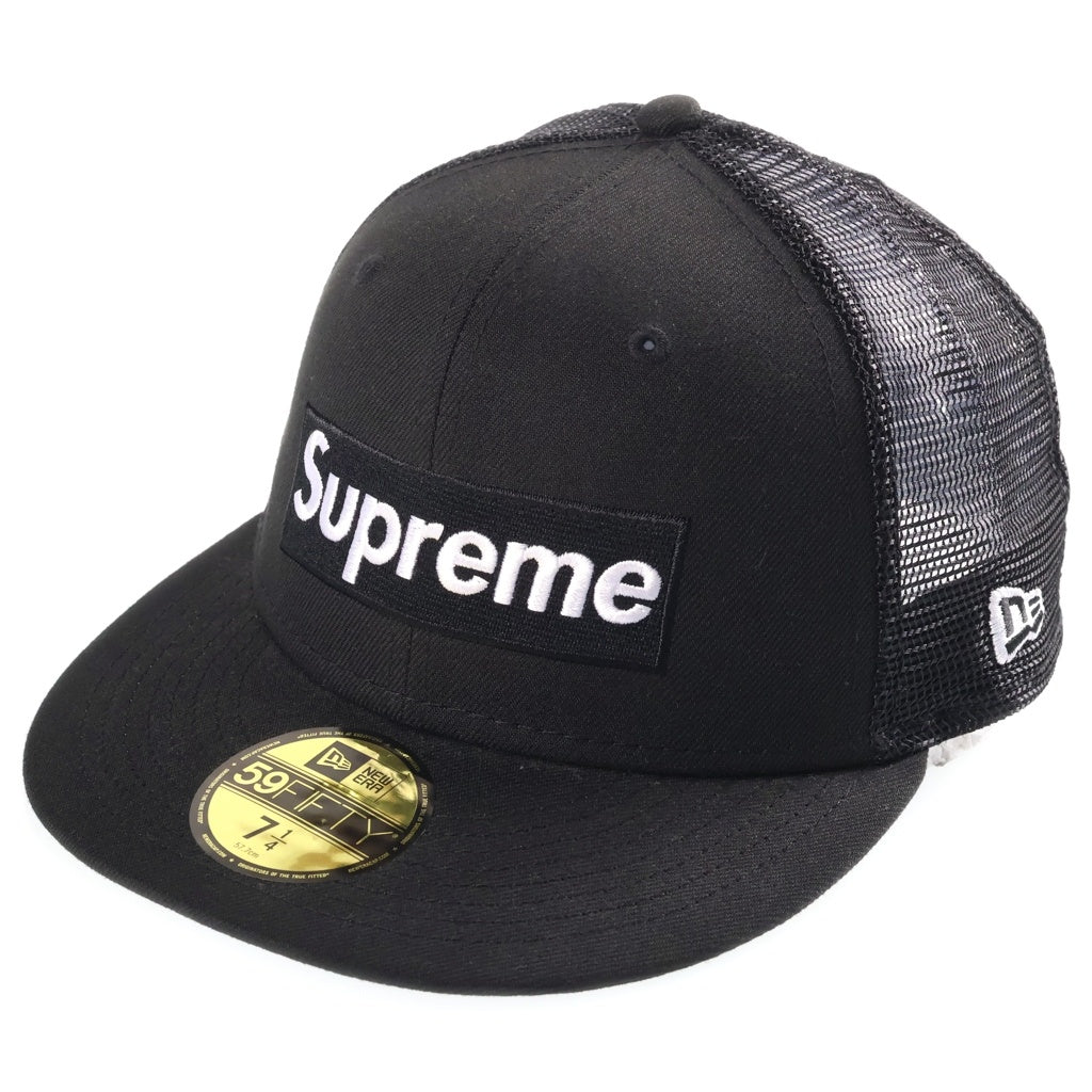 SUPREME(シュプリーム) 23SS ×NEW ERA Box Logo Mesh Back ニューエラ ボックスロゴ 6パネル メッシュベースボールキャップ 帽子 ブラック