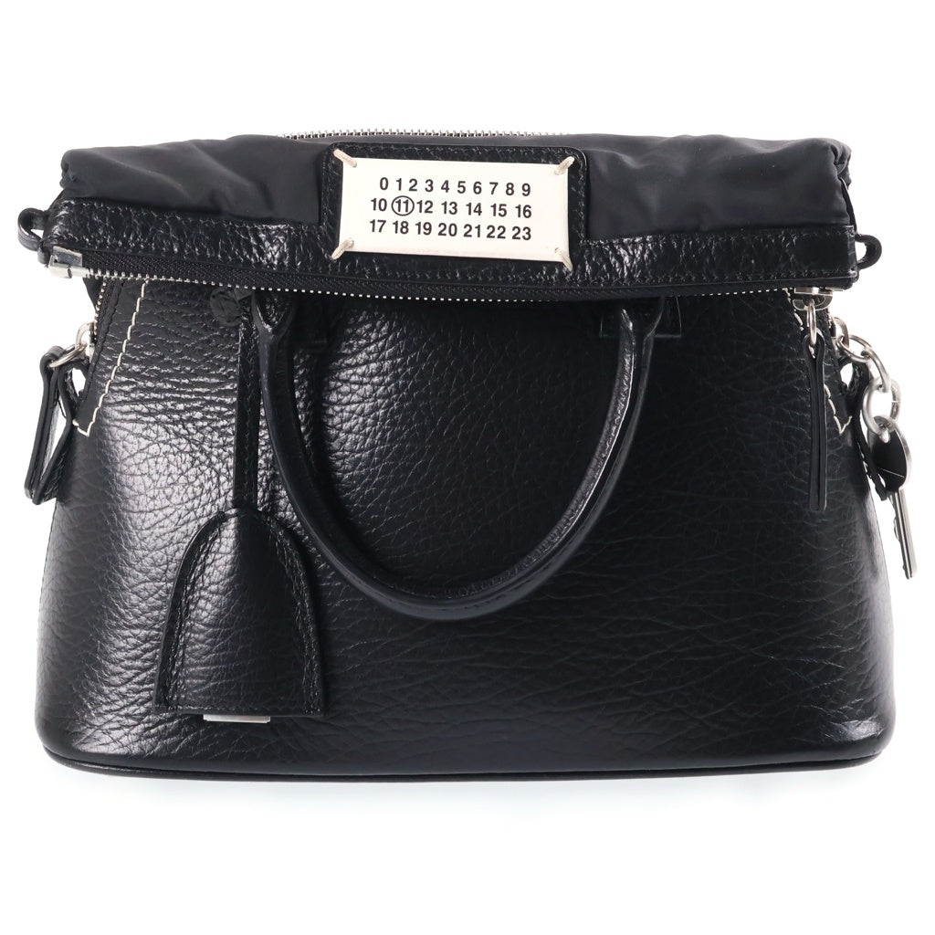 Maison Margiela(メゾンマルジェラ) 5AC ミニ レザー ナイロン 2WAY ショルダーバッグ ハンドバッグ ブラック レディース