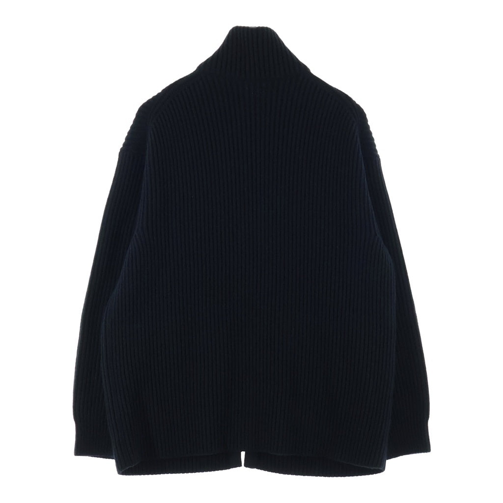 HERMES(エルメス) 22AW Hロゴパッチ ポケット ジップアップ ウール ドライバーズ ニット ジャケット ブラック 2H2204DA