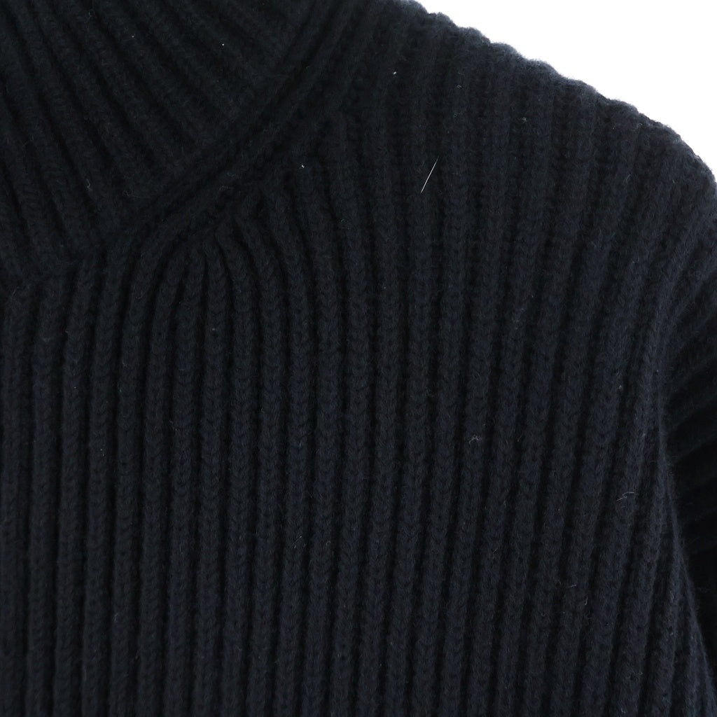 HERMES(エルメス) 22AW Hロゴパッチ ポケット ジップアップ ウール ドライバーズ ニット ジャケット ブラック 2H2204DA