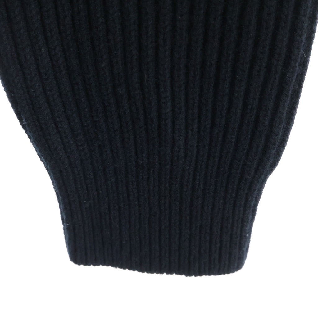 HERMES(エルメス) 22AW Hロゴパッチ ポケット ジップアップ ウール ドライバーズ ニット ジャケット ブラック 2H2204DA