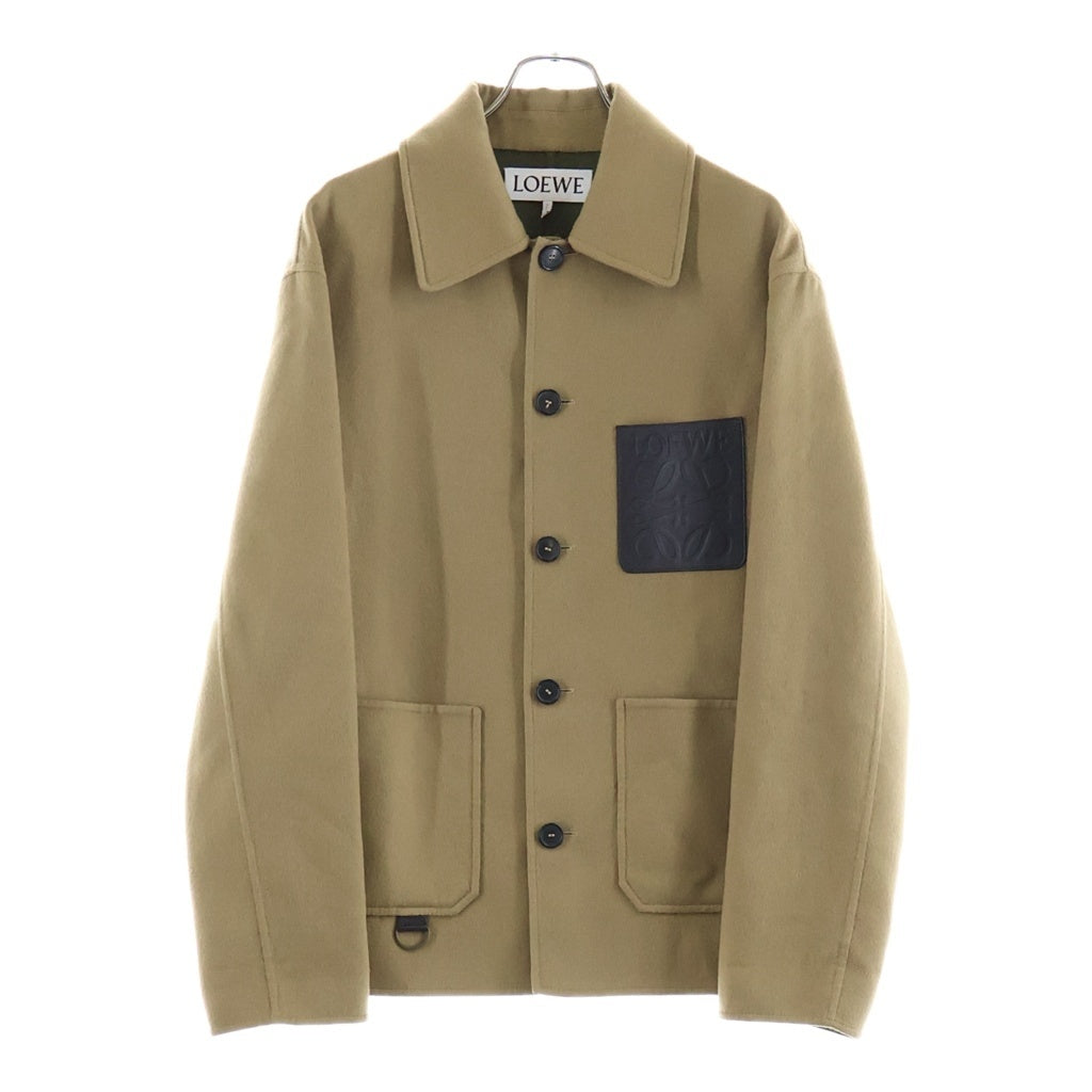 LOEWE(ロエベ) アナグラム レザーパッチ カシミア混 ブルゾンジャケット ベージュ H526Y02W14