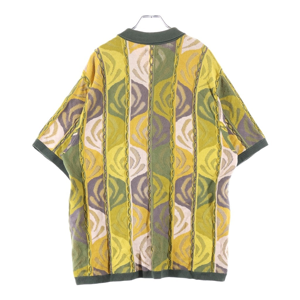SUPREME(シュプリーム) 22SS Abstract Textured Zip Up Polo アブストラクト テクスチャー ジップアップ 半袖ポロシャツ イエロー/グリーン