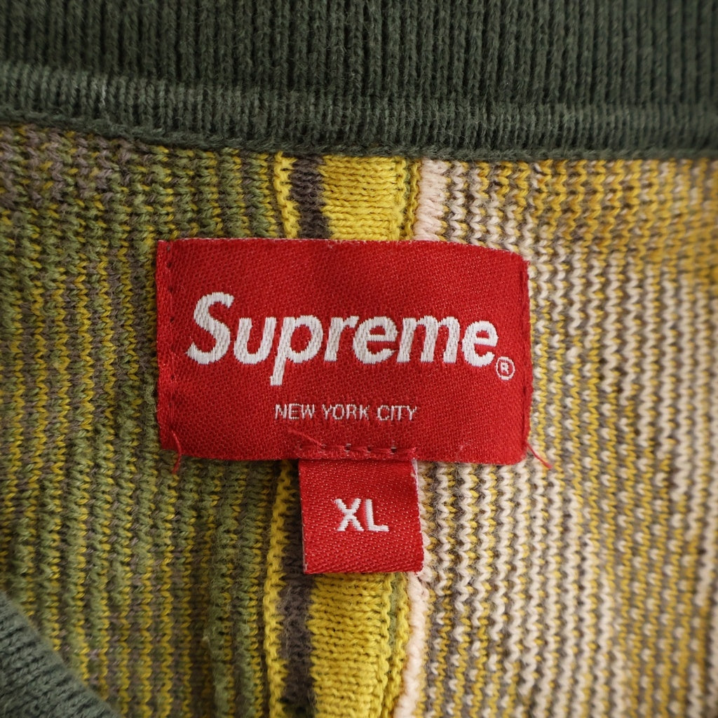 SUPREME(シュプリーム) 22SS Abstract Textured Zip Up Polo アブストラクト テクスチャー ジップアップ 半袖ポロシャツ イエロー/グリーン