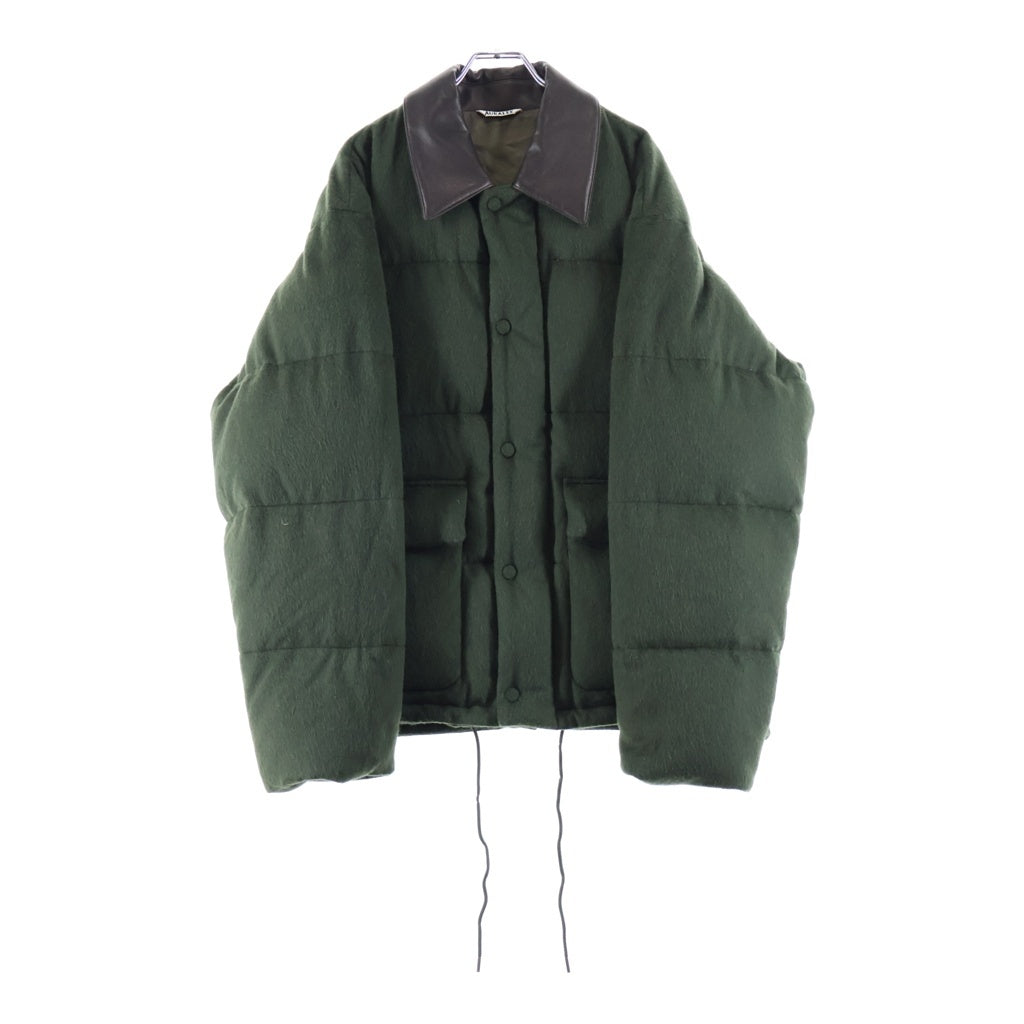 AURALEE(オーラリー) 25AW BABY CAMEL FLANNEL DOWN BLOUSON 襟レザー ダウンジャケット カーキ A25AB02BF