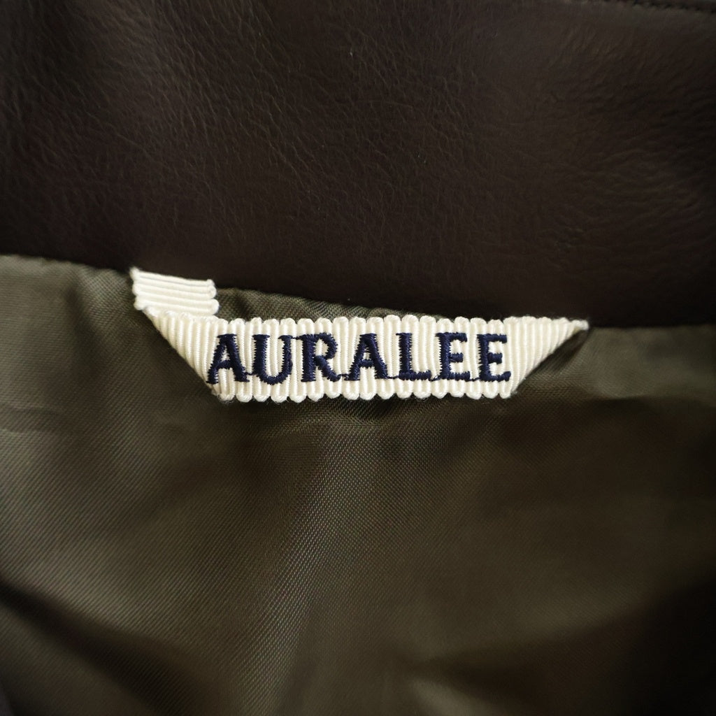 AURALEE(オーラリー) 25AW BABY CAMEL FLANNEL DOWN BLOUSON 襟レザー ダウンジャケット カーキ A25AB02BF