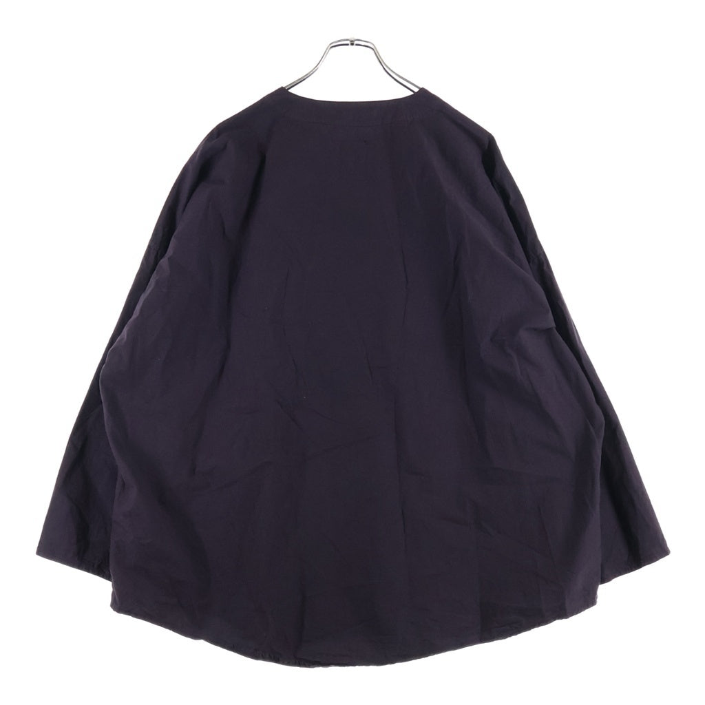 NO BRAND(ノーブランド) Chez VIDALENC Pull Over Shirt コットン ノーカラーシャツ パープル