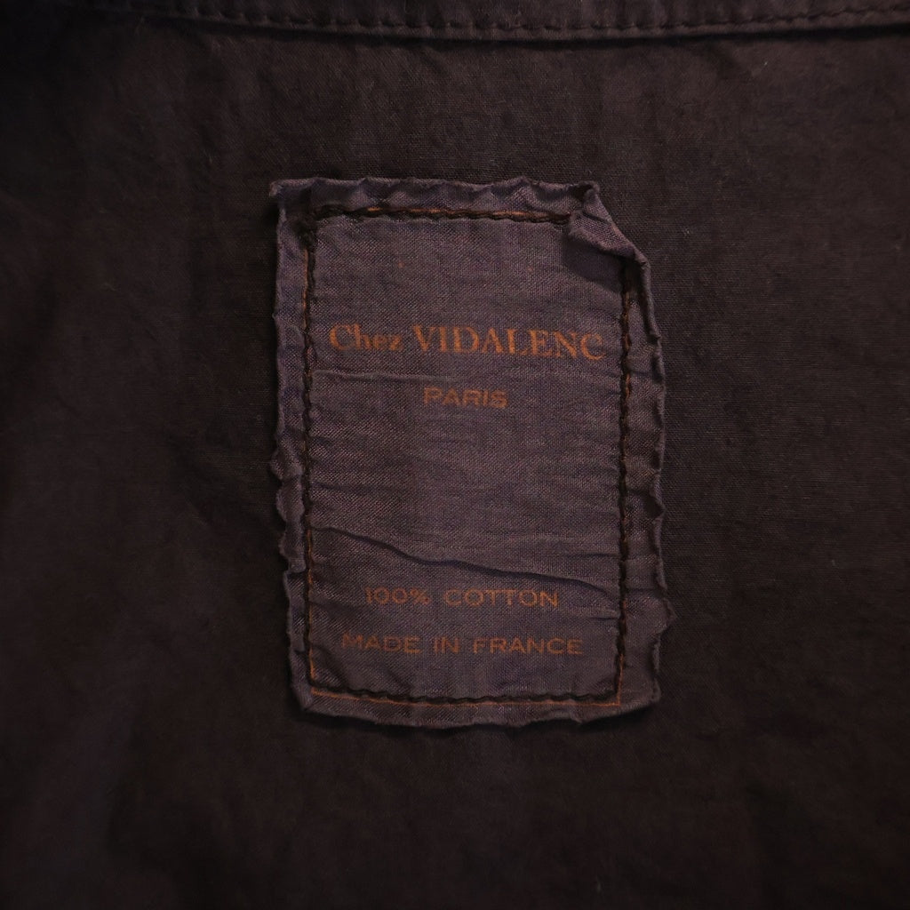 NO BRAND(ノーブランド) Chez VIDALENC Pull Over Shirt コットン ノーカラーシャツ パープル