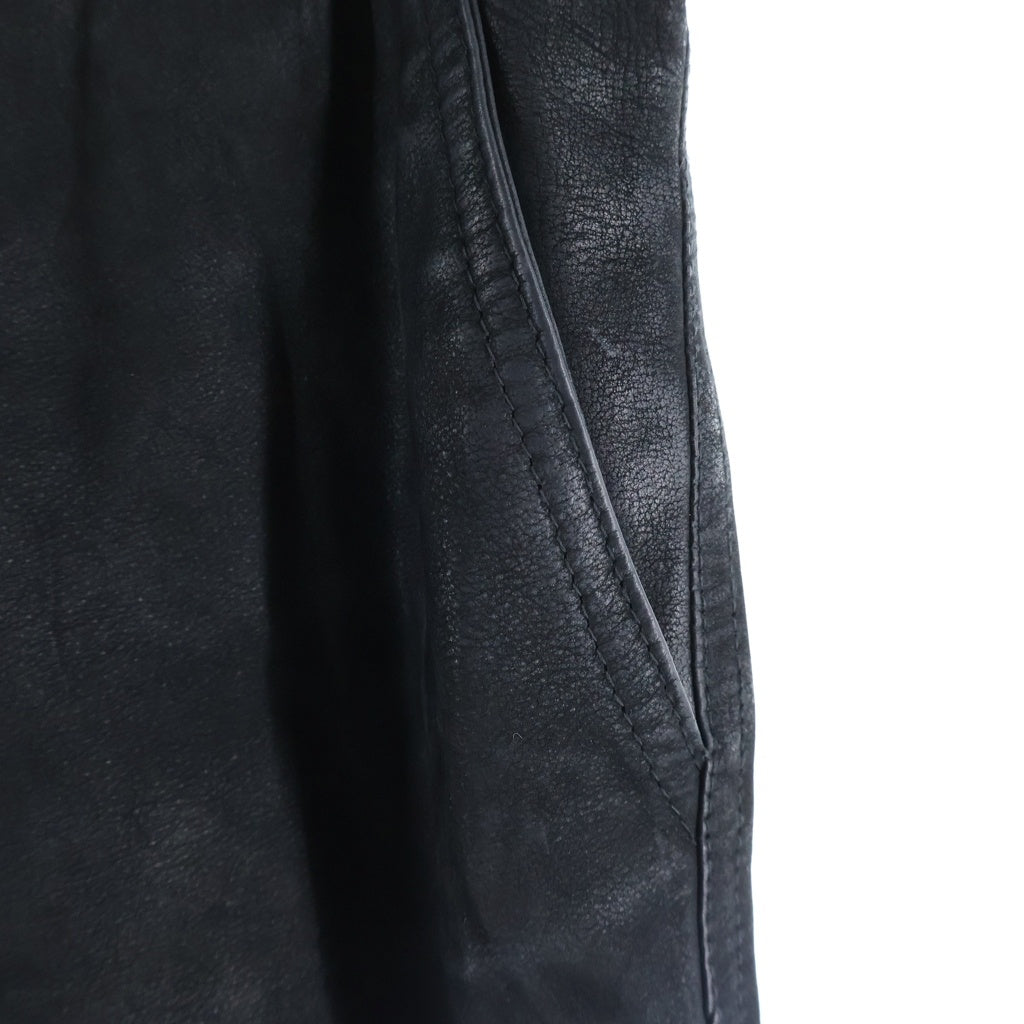 1205(イチニーゼロゴ) Nubuck Leather Pant CLOVE-L ヌバックレザー ストレートパンツ ブラック