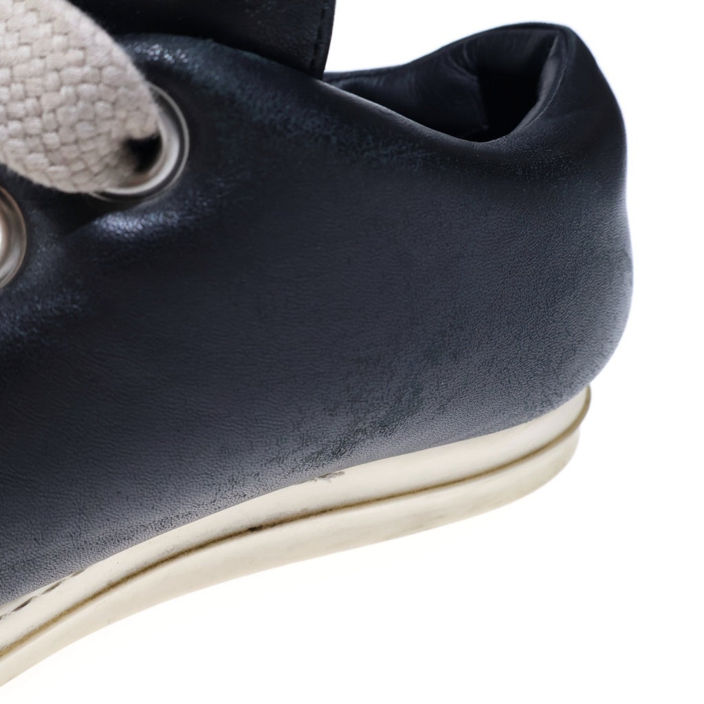 Rick Owens(リックオウエンス) JUMBO LACE PADDED RAMONES LOW ジャンボレース パデッドラモーンズ レザー ローカットスニーカー ブラック