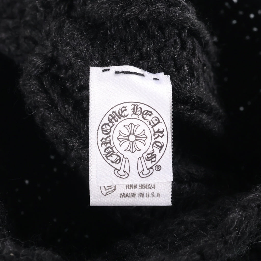 CHROME HEARTS(クロムハーツ) CASHMERE BEANIE クロスパッチ付き カシミヤ クロスボール シングルビーニー ニット帽 ブラック