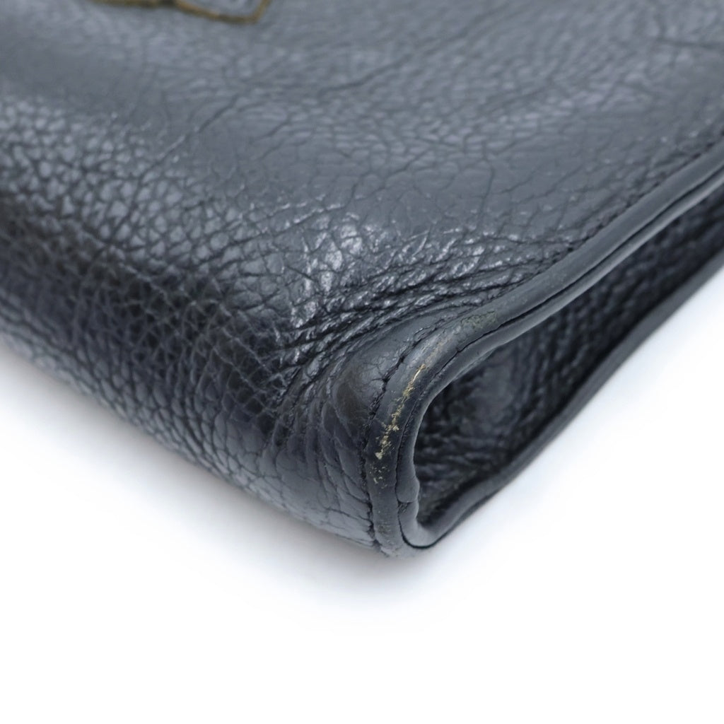 CHROME HEARTS(クロムハーツ) SQ PKT CH CRS スモールCHクロス装飾 スクエアポケット レザーショルダーバッグ ブラック レディース