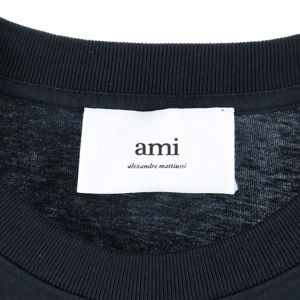 AMI Alexandre Mattiussi(アミアレクサンドルマテュッシ) ハートロゴ 半袖 クルーネック Tシャツ ブラック
