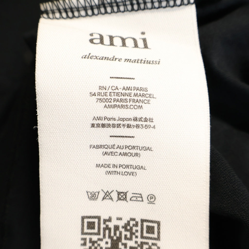 AMI Alexandre Mattiussi(アミアレクサンドルマテュッシ) ハートロゴ 半袖 クルーネック Tシャツ ブラック