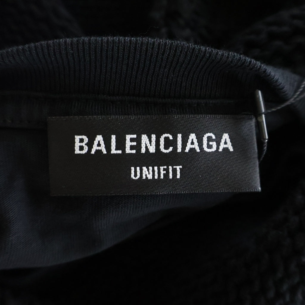 BALENCIAGA(バレンシアガ) 21AW キャンペーンロゴ ダメージニットフーディーセーター ロングスリーブカットソー レイヤード ブラック MK06 662718 T3212
