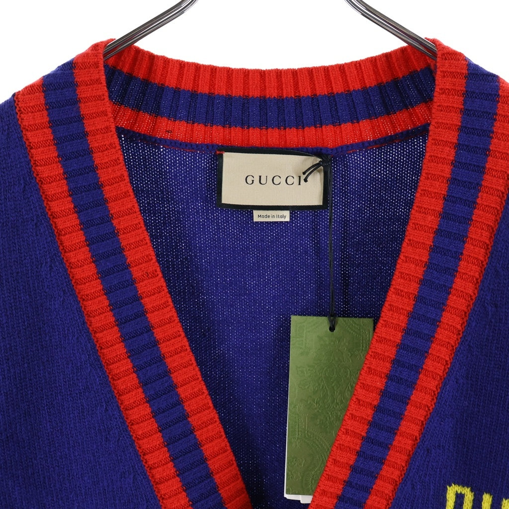 GUCCI(グッチ) Pablo Delcielo 刺繍デザイン ニット カーディガン ネイビー 699068 XKCGK