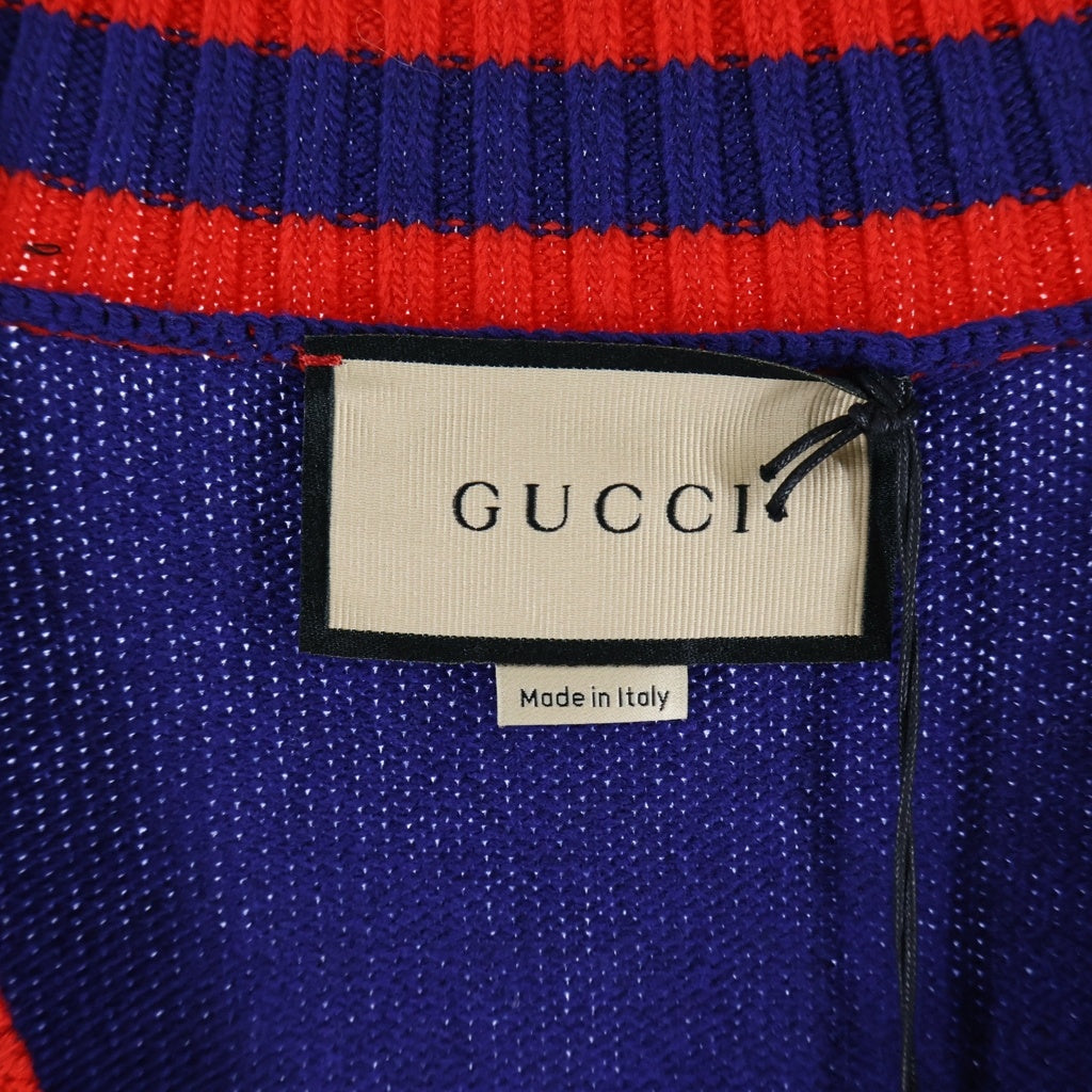 GUCCI(グッチ) Pablo Delcielo 刺繍デザイン ニット カーディガン ネイビー 699068 XKCGK