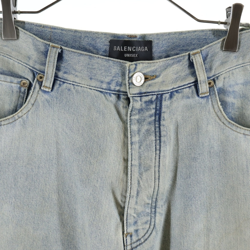 BALENCIAGA(バレンシアガ) 24SS サイズステッカーワイドバギー デニムパンツ インディゴ 767977 TDW14