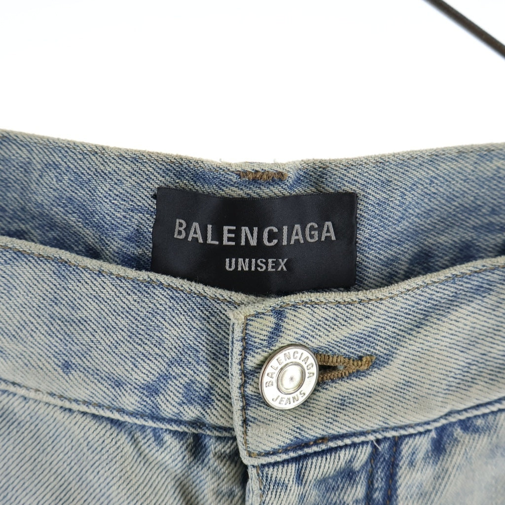 BALENCIAGA(バレンシアガ) 24SS サイズステッカーワイドバギー デニムパンツ インディゴ 767977 TDW14