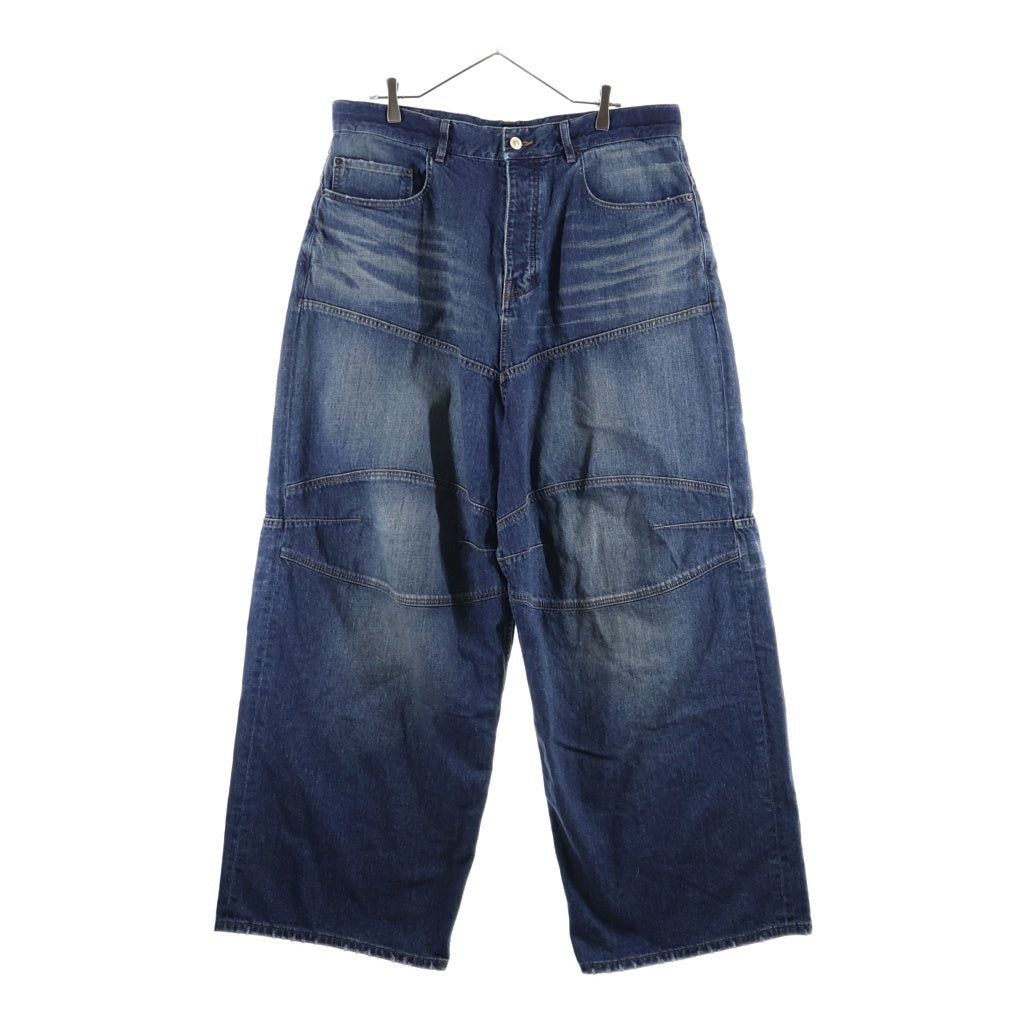 BALENCIAGA(バレンシアガ) George V BAGGY PANTS 814161 TRW62 総柄ドローコード バギーデニムワイドパンツ インディゴ