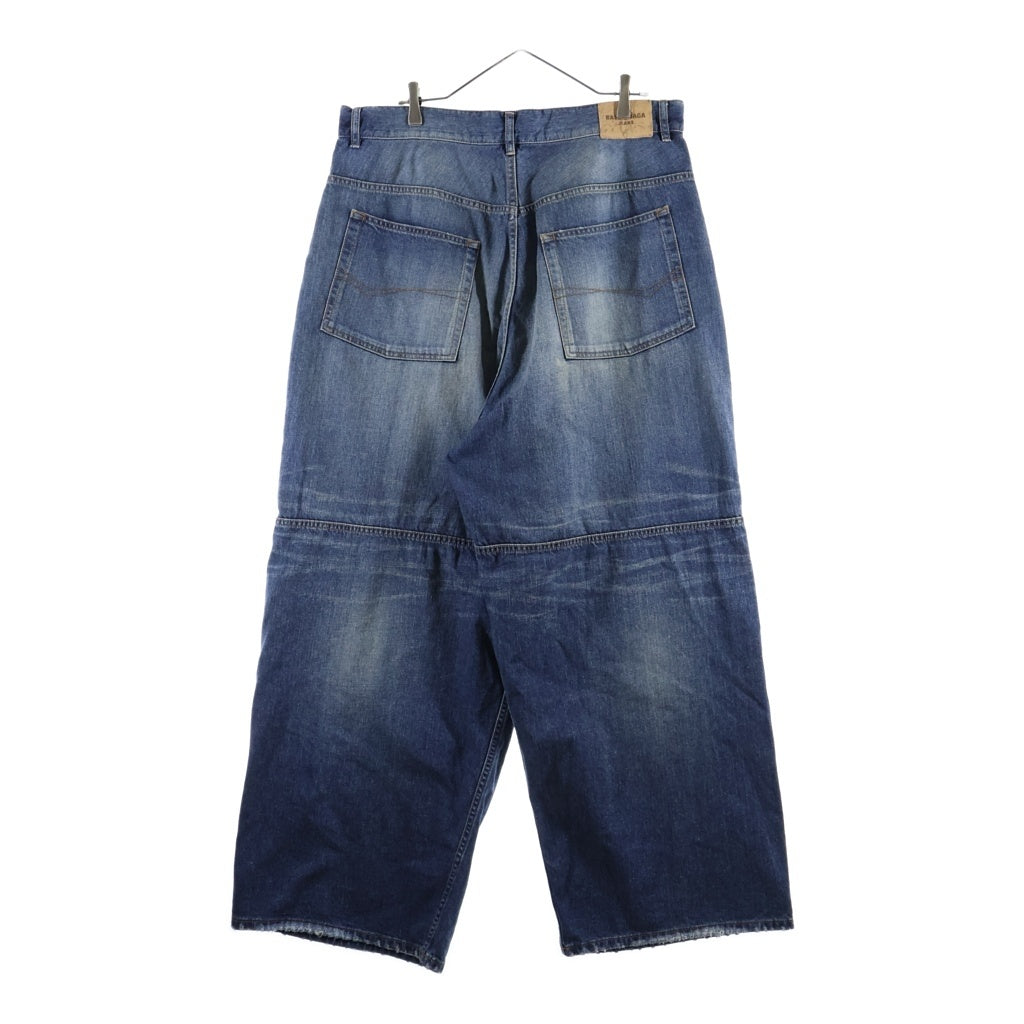 BALENCIAGA(バレンシアガ) George V BAGGY PANTS 814161 TRW62 総柄ドローコード バギーデニムワイドパンツ インディゴ